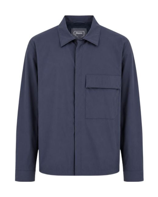 Herno Blue Chest-Pocket Jacket for men