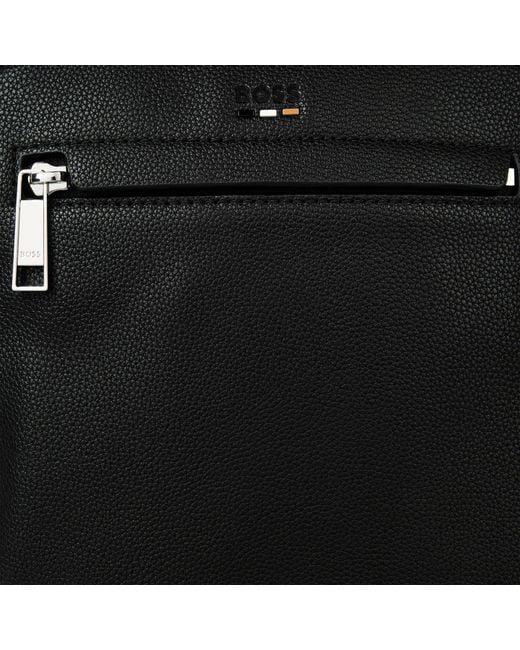 Boss Black Grainedleather Vertical Crossbody Bag for men