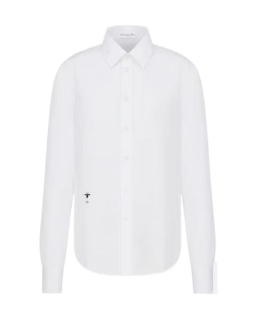 Dior White Bee Embroidery Shirt