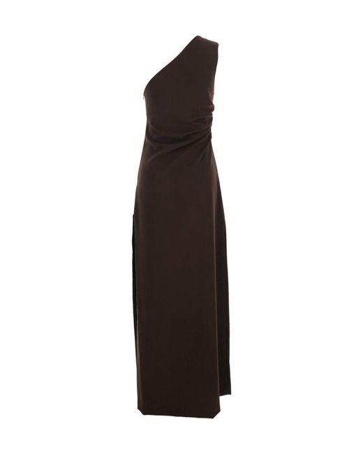 P.A.R.O.S.H. Black One-Shoulder Ruched Dress