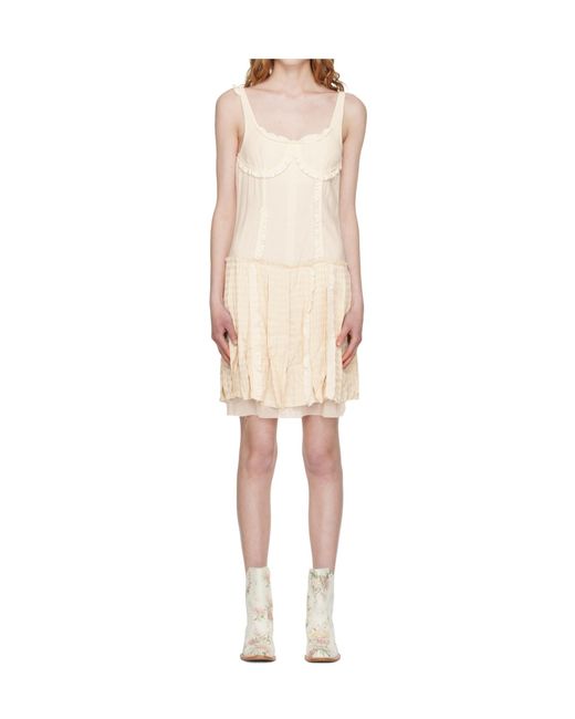 OPEN YY Natural Pleated Dress
