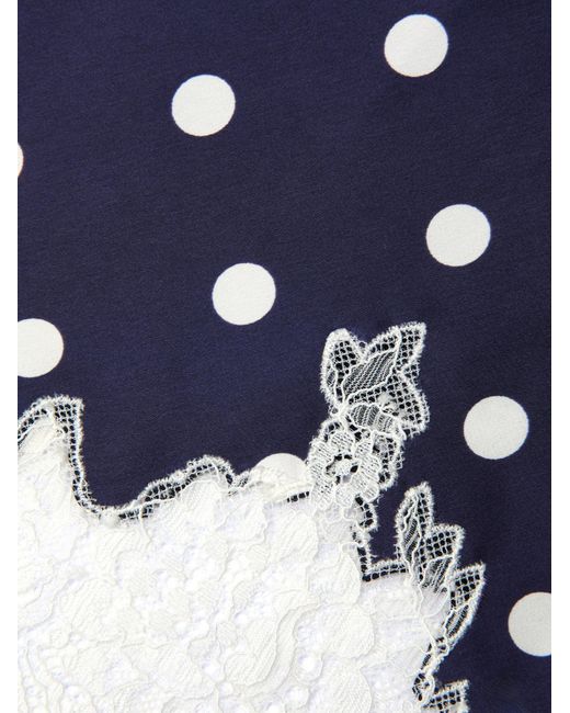 Self-Portrait Blue Polka Dot Satin Midi Skirt