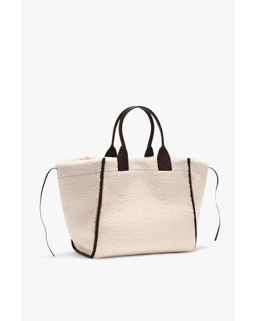 Ganni Natural Shearling Xxl Tote Bag
