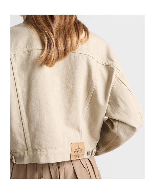 Prada Natural Cropped Old Denim Jacket