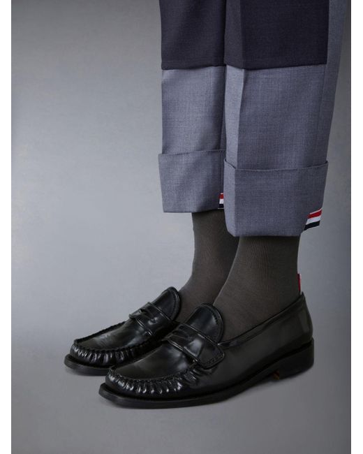 Thom Browne Black Almond Toe Penny-Slot Loafers for men