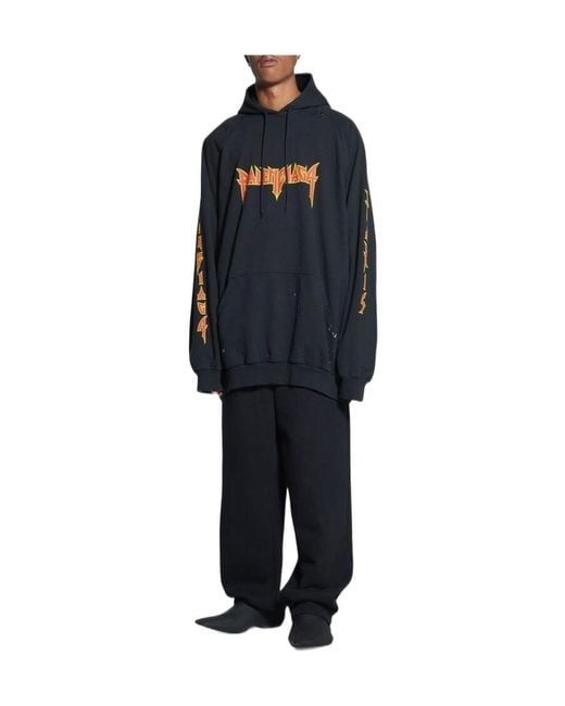 Balenciaga Blue Felpa Con Cappuccio Metal Hoodie Oversized Da Uomo for men