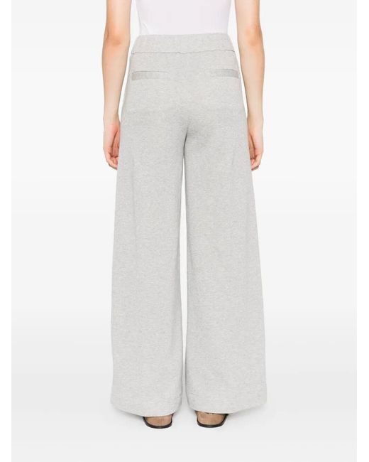 Peserico White Drawstring-Waist Wide-Leg Trousers
