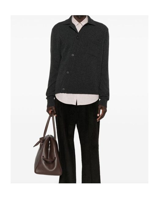 Jacquemus Black Collared Asymmetric Button-Up Jacket for men