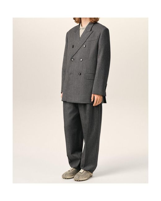 AMI Black Double Breasted Wool Blazer for men