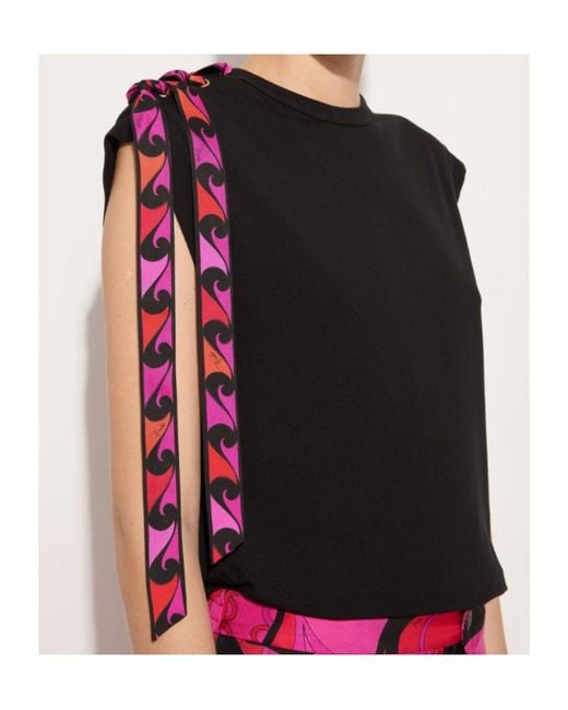 Emilio Pucci Black Pucci Foulard Detailed T-Shirt