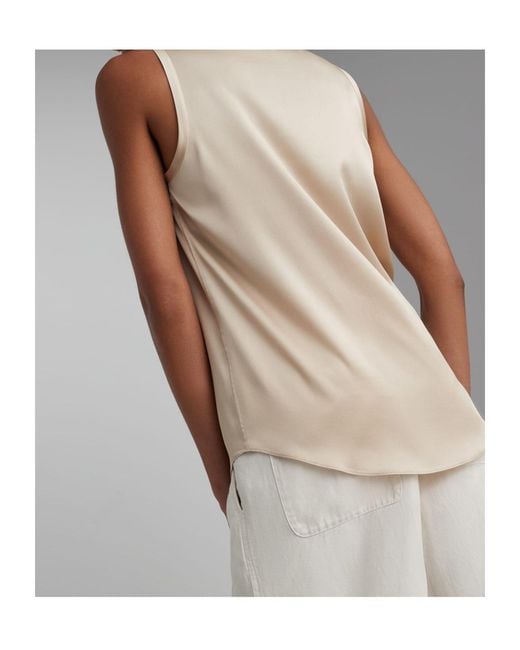 Brunello Cucinelli Natural Round-Neck Silk Top