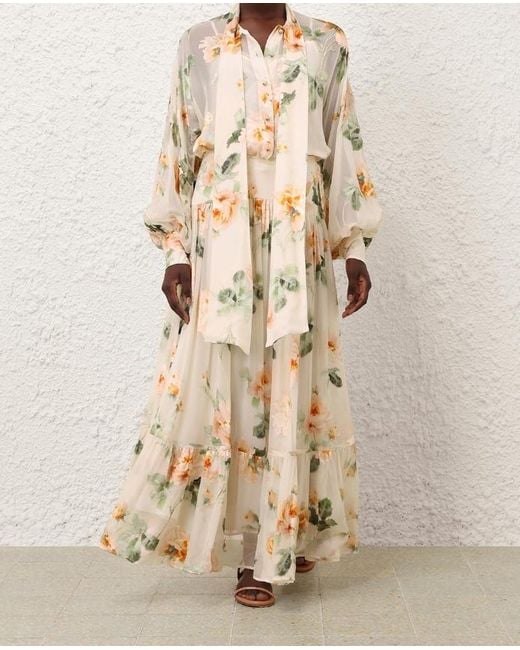 Zimmermann Natural Carousel Burnout Midi Skirt