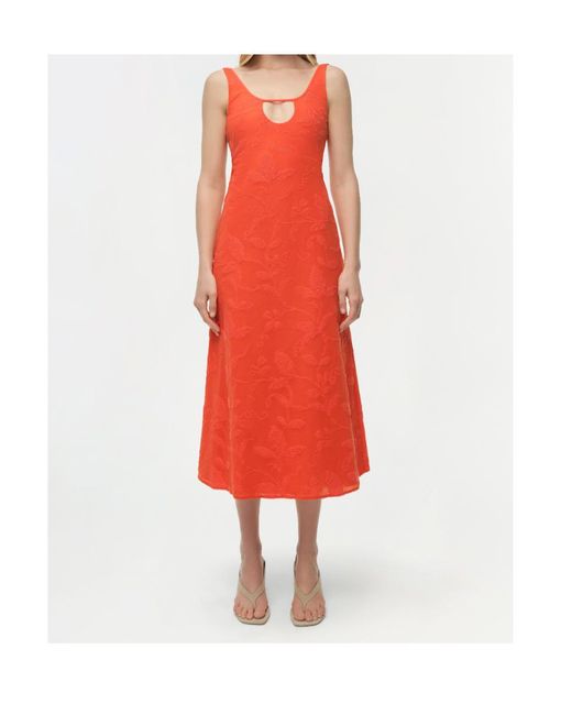 Jonathan Simkhai Red Rosalia Jacquard Midi Dress