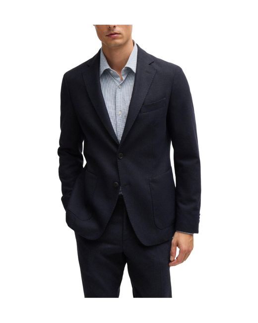 Boss Blue Single-Breasted Blazer for men