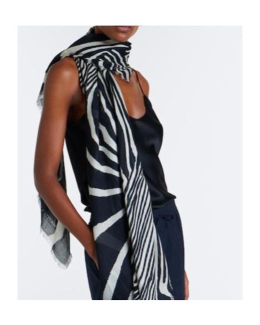 Nili Lotan White Zebra-Print Scarf