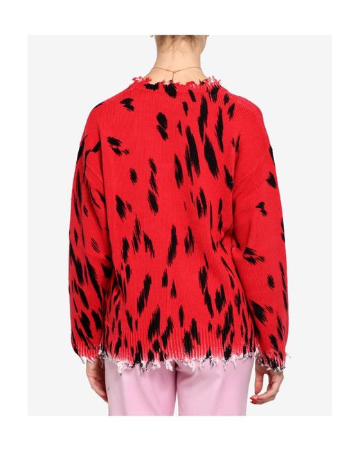 Semicouture Red Spotted Round Neck Sweater