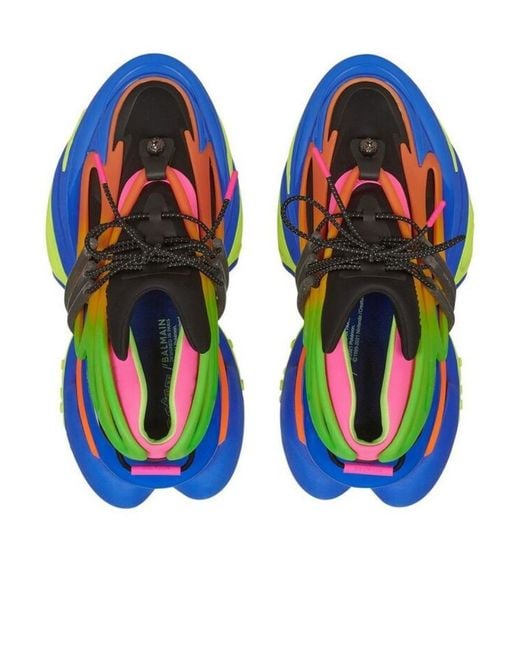 Balmain Green Neoprene And Leather Unicorn Low-Top Sneakers for men