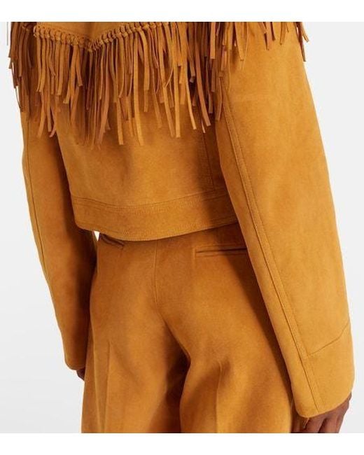 Gabriela Hearst Brown Azra Embellished Fringed Suede Jacket