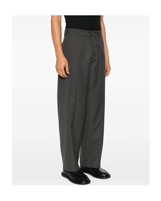Nine:inthe:morning Gray Meteorite Pressed-Crease Straight-Leg Trousers for men