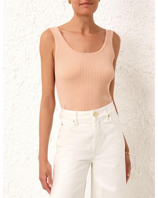 Zimmermann Pink Ribbed Tank Top