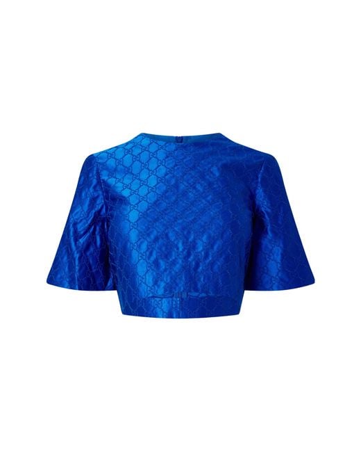Gucci Blue Plaid Blouse
