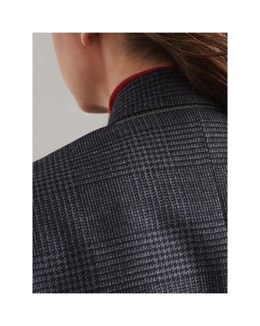 Brunello Cucinelli Blue Check-Pattern Blazer
