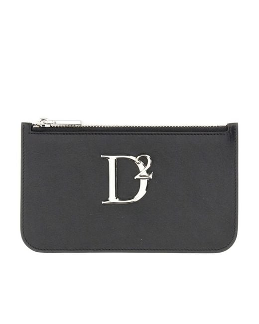 DSquared² Black Logo Plaque Zipped Wallet