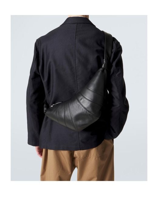 Lemaire Black Croissant Medium Leather Shoulder Bag for men