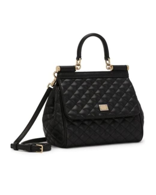 Dolce & Gabbana Black Sicily Medium Leather Handbag