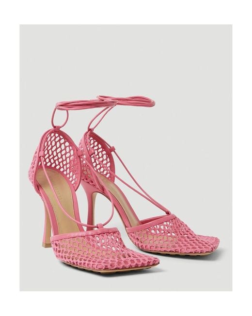 Bottega Veneta Pink Stretch Lace Sandals