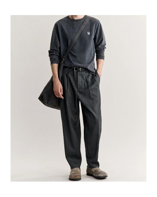 Maison Kitsuné Blue Maison Kitsuné Fox Head Patch Long-Sleeved T-Shirt for men