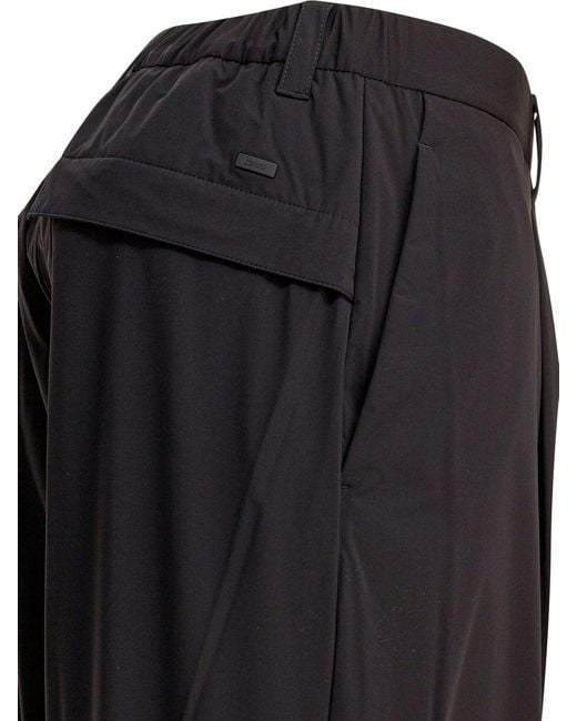 Herno Black Pleated Cargo Pants for men