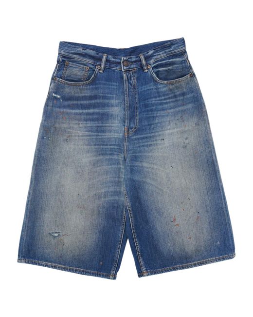 Acne Blue Denim Shorts With Belt Loops for men