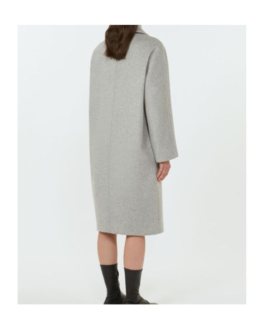 Max Mara Gray Alpaca And Wool Double-Breasted Coat