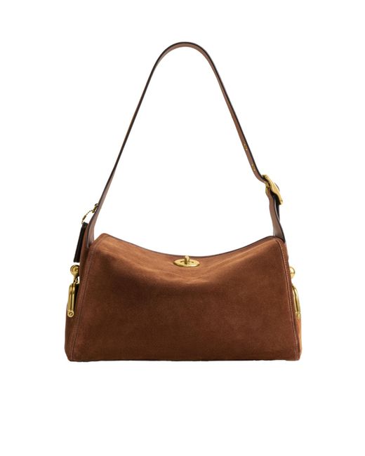 COACH Brown Turnlock Haversack Shoulder Bag