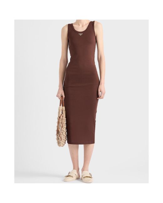 Prada Purple Logo-Triangle Sleeveless Knitted Dress