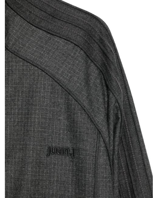 Juun.J Gray Zip-Up Checked Jacket for men