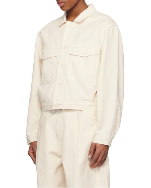Lemaire White Buttoned Cropped Denim Jacket for men