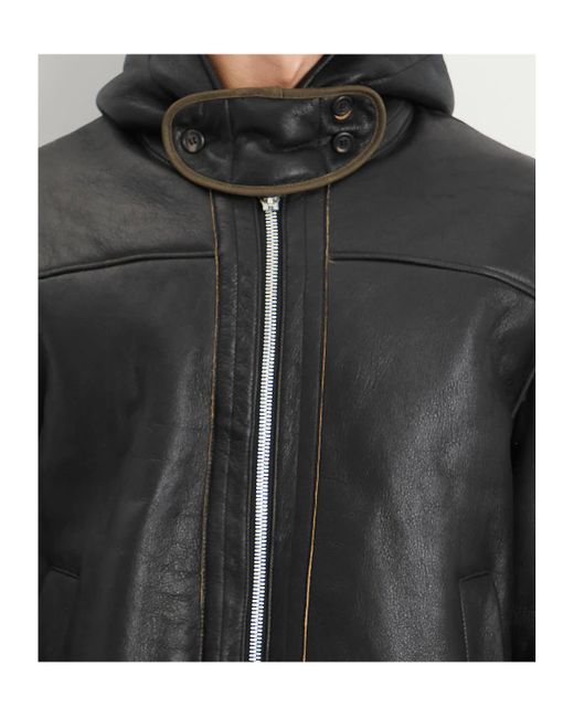 Our Legacy Black Blizzard Hooded Leather Jacket for men