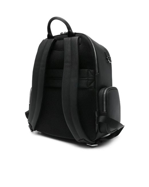 Emporio Armani Black Backpack With A Metallic Logo And-Tone Zips for men