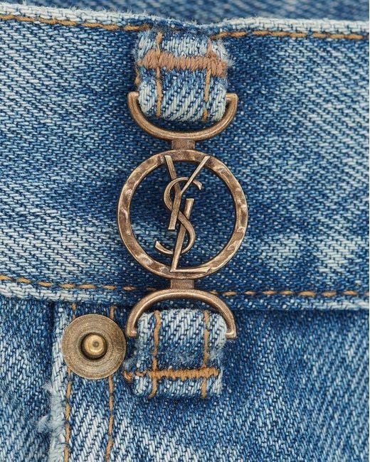 Saint Laurent Blue Cassandre Straight Leg Jeans