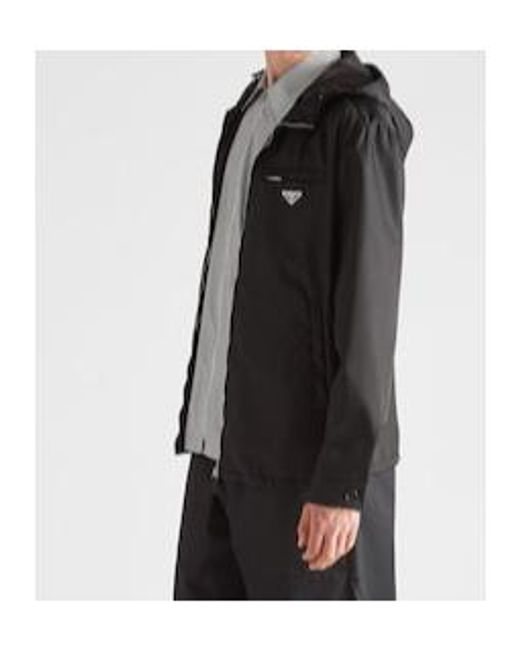 Prada Black Logo Plaque Zip-Up Jacket for men
