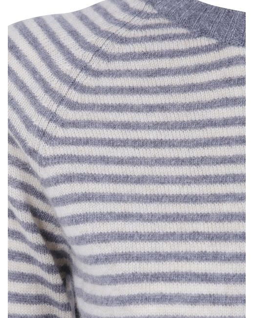 Baserange Blue Striped Crew Neck Knit Sweater