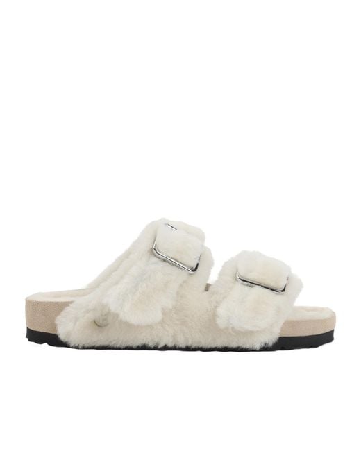 Birkenstock White Arizona Shearling Sandals