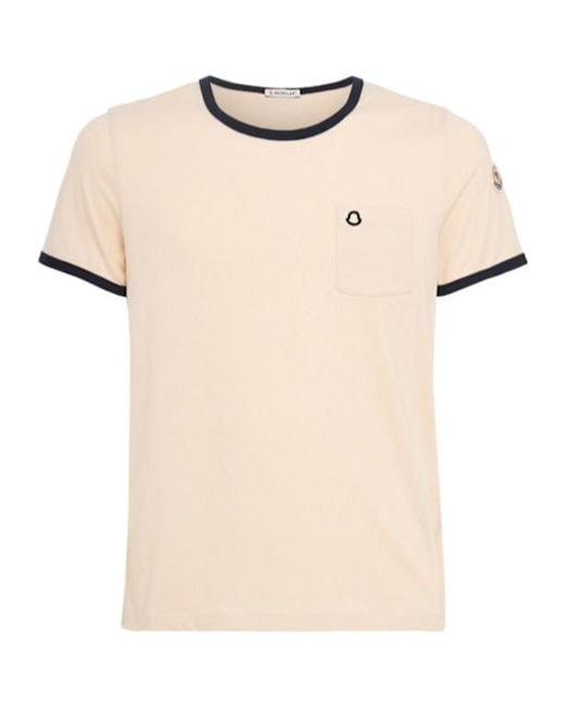 Moncler Natural Embroidered Logo Cotton T-Shirt