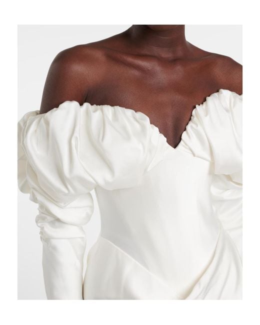 Vivienne Westwood White Bridal Ember Off-Shoulder Satin Corset Gown