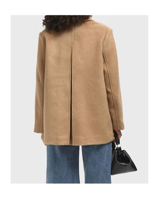 Ganni Natural Logo Patch Double-Breasted Jacket