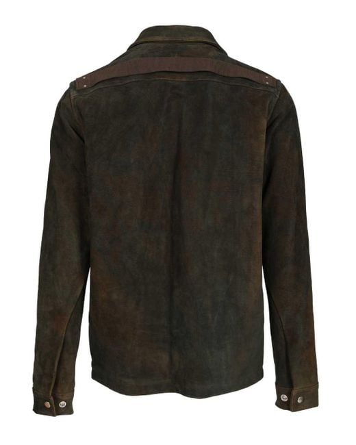 Rick Owens Black Zip-Front Suede Jacket for men