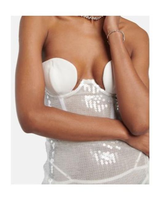 Nensi Dojaka White Bridal Sequined Gown