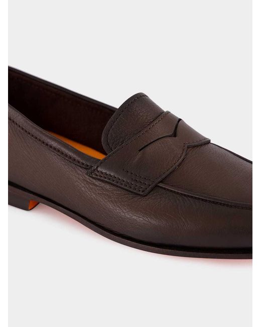 Santoni Brown Carlo Slip-On Loafers for men